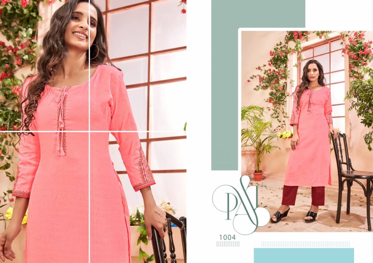 Women Peach  jam cotton with embroidery kurti