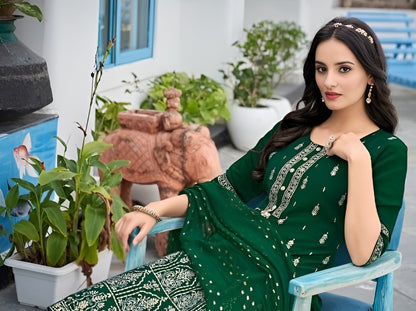 Green Viscose Kurti Pant with Dupatta 