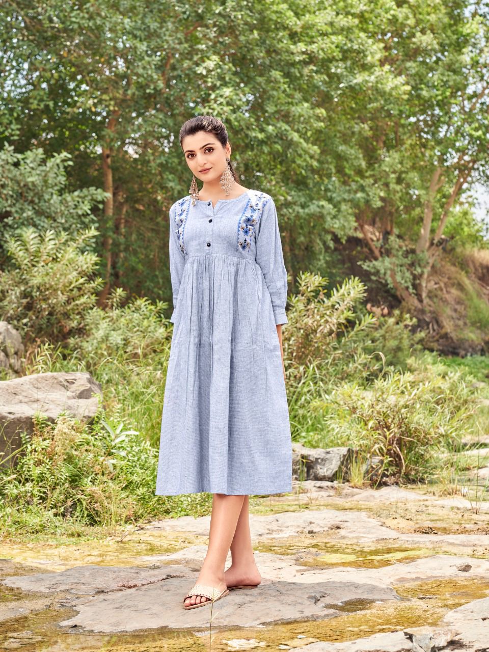 designer Cotton Blue Kurti