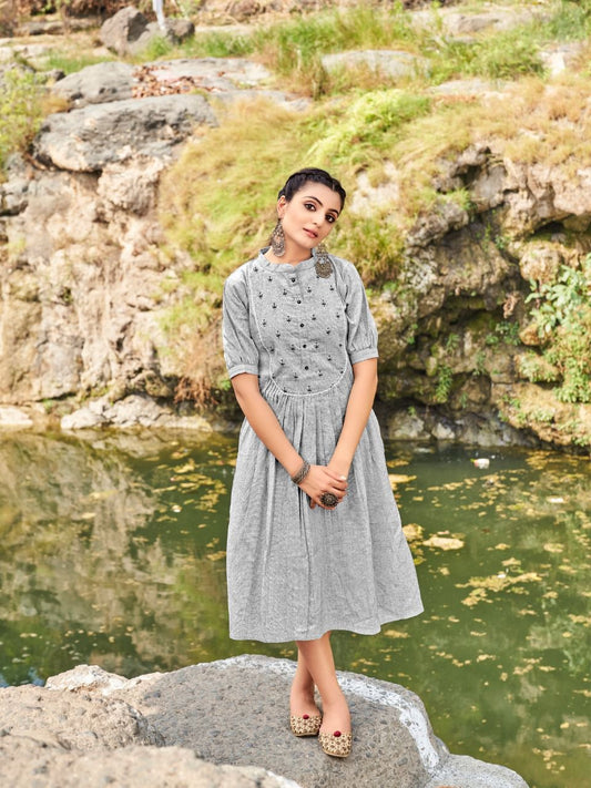 GREY COTTON KURTI