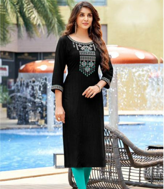 Black Ethnic Embroidered Kurti 