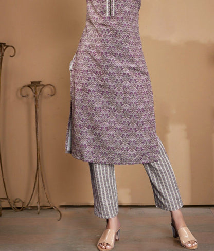 Women Purple  Printed kurti with Pant