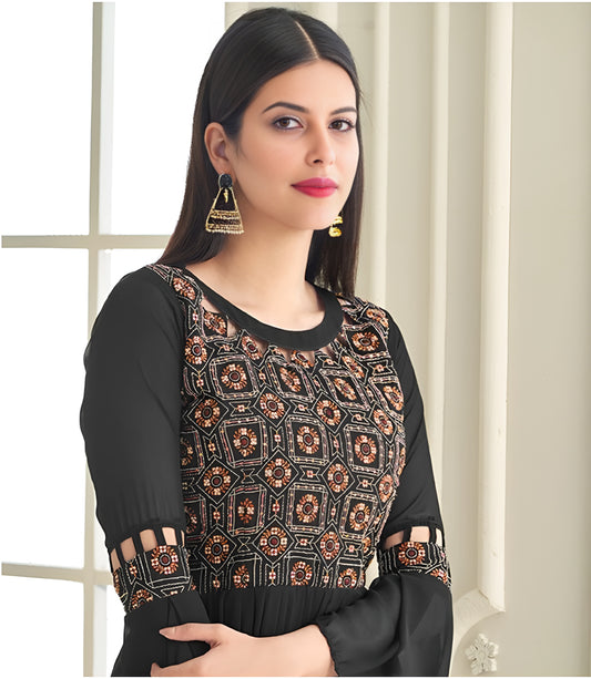 beautiful black long kurti