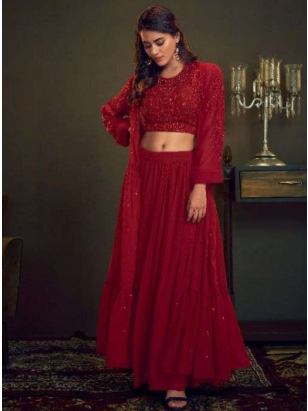 Western Style Fancy Red Gown