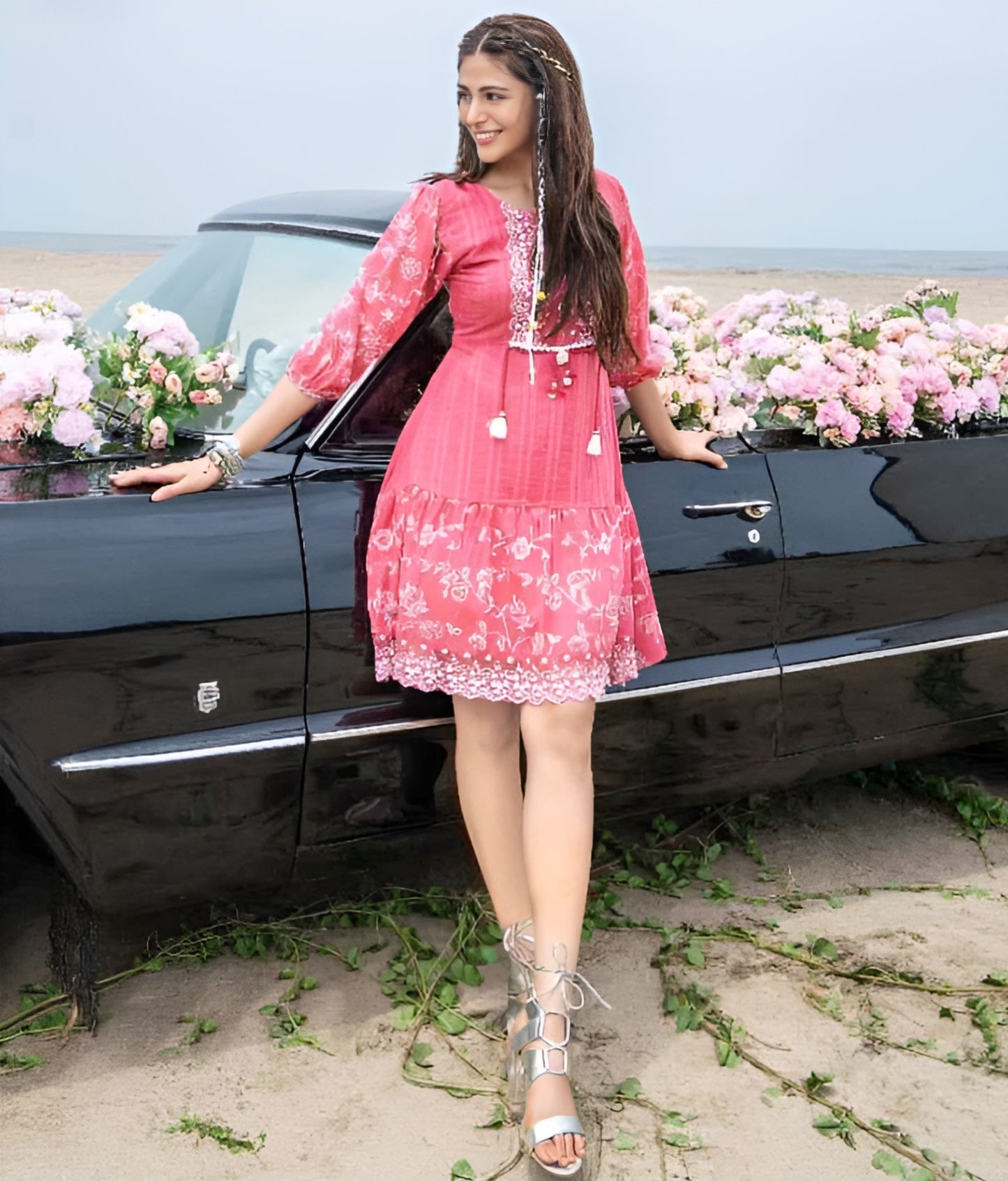 PINK BEAUTIFUL SHORT KURTI