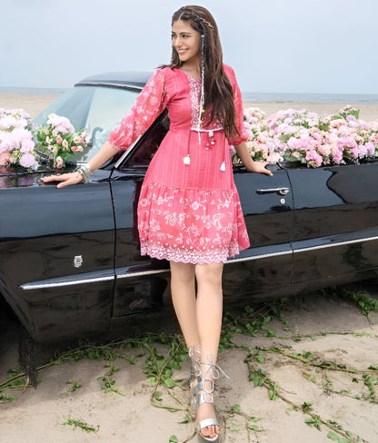 PINK BEAUTIFUL SHORT KURTI