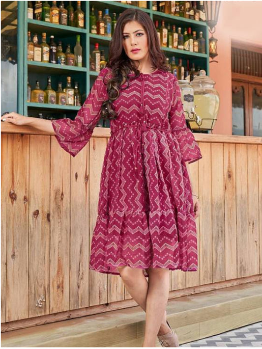 Pink Printed Georgette Tunic