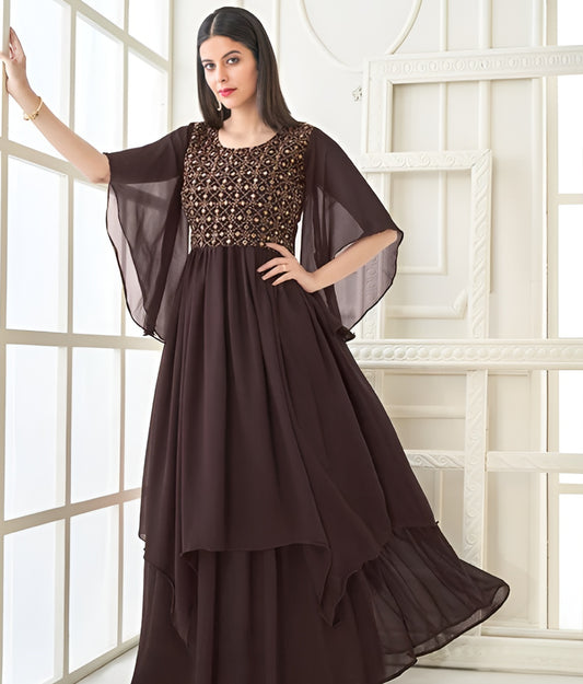 brown designer long kurti