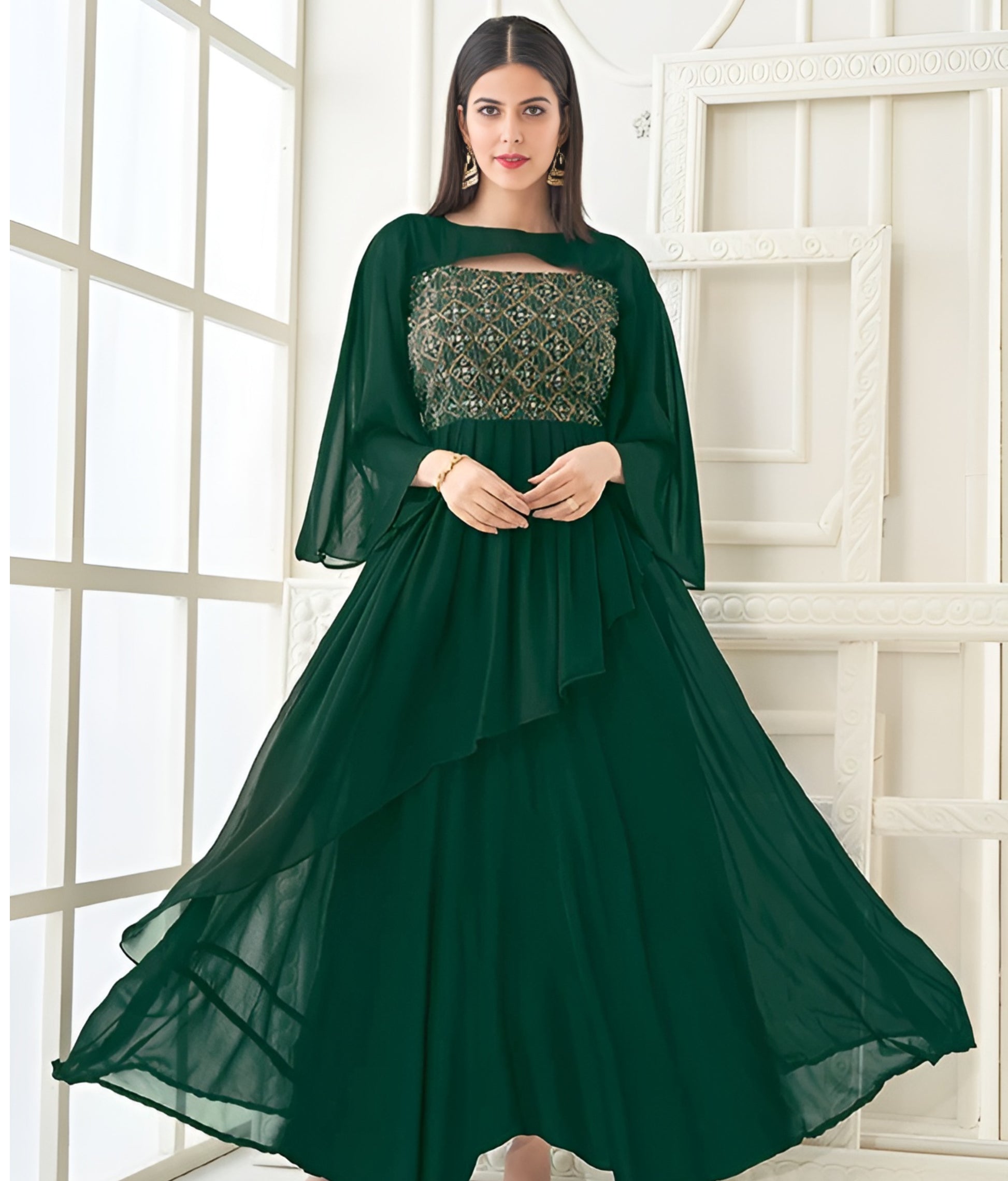 Beautiful greem flare kurti