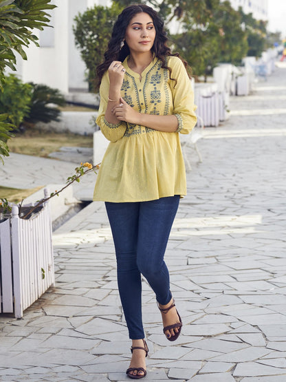 lime cotton tunic