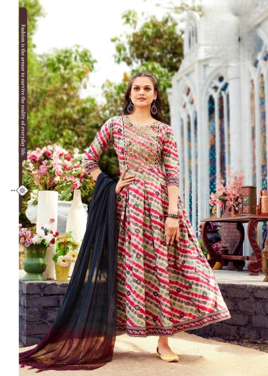 Designer Multi-colour Gown with amazing embroidery work.