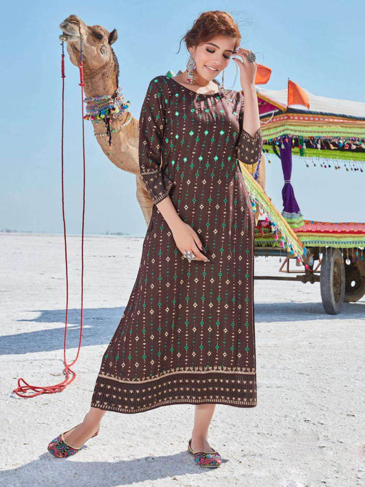 Brown mirror kurti