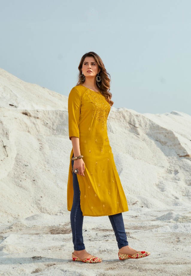 Yellow Pure Muslin Kurti