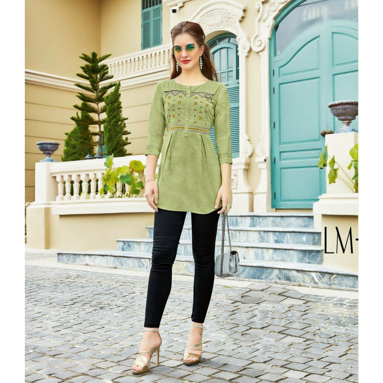 Green Top with embroidery