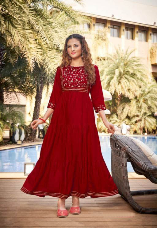 Red Anarkali Maxi Dress