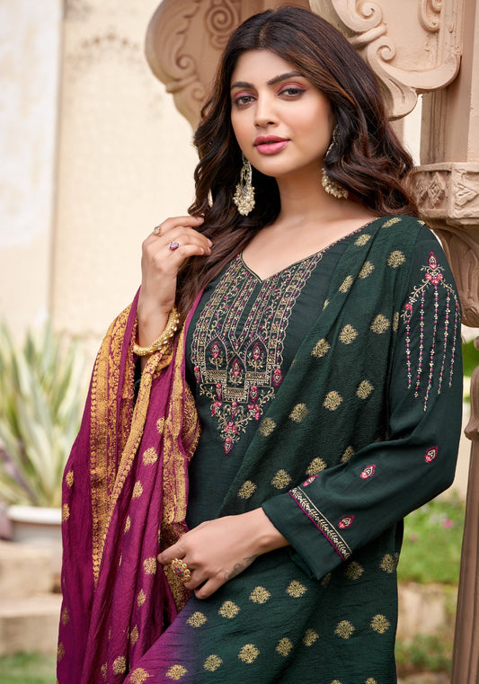 Green Designer Kurti ,palazzos and dupatta