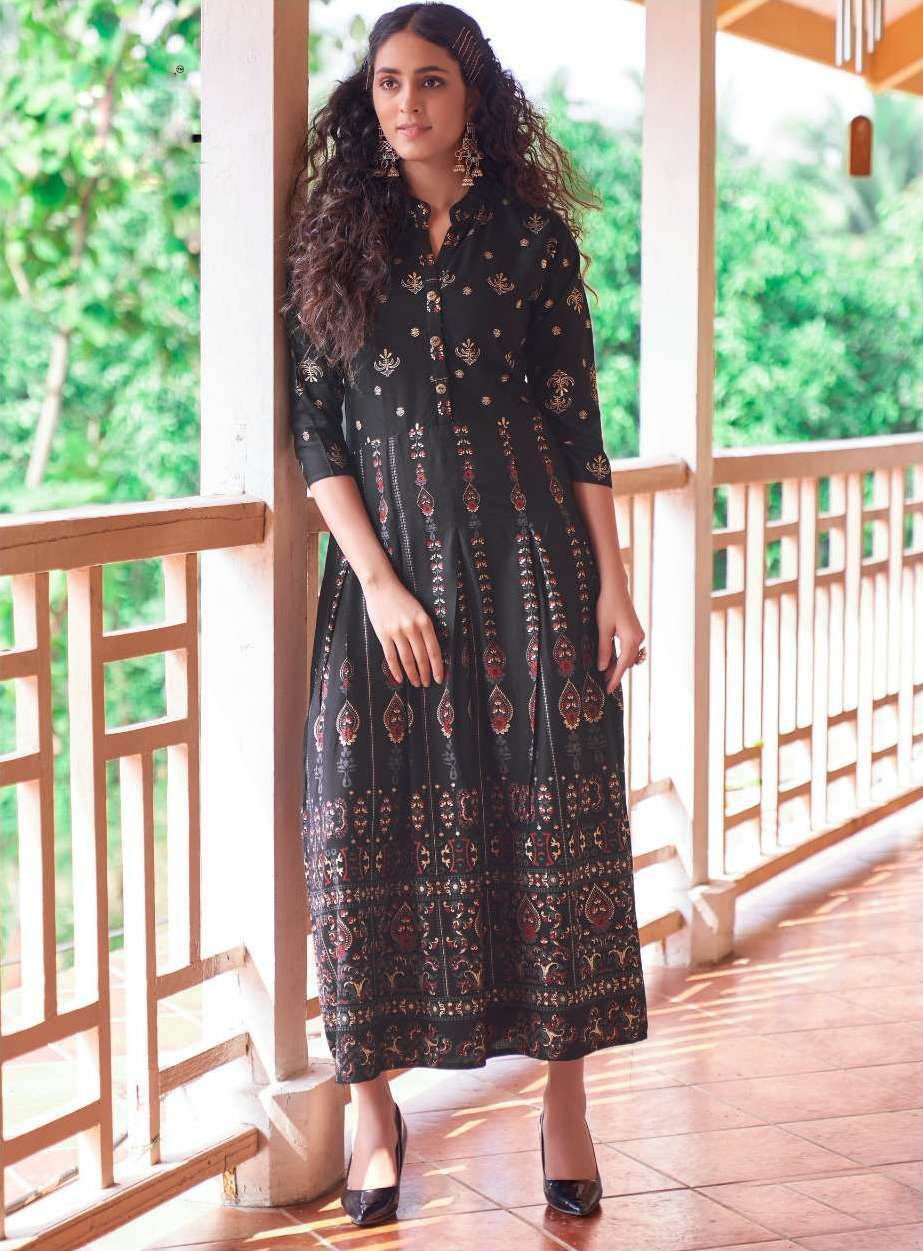 Black printed maxi dress