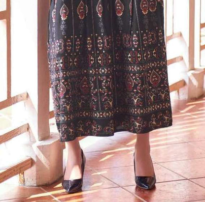 Stylish Fancy Black Printed A-Line Maxi Dress