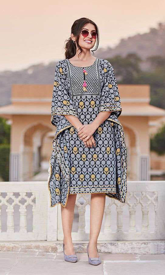 Grey Kaftan Midi Dress