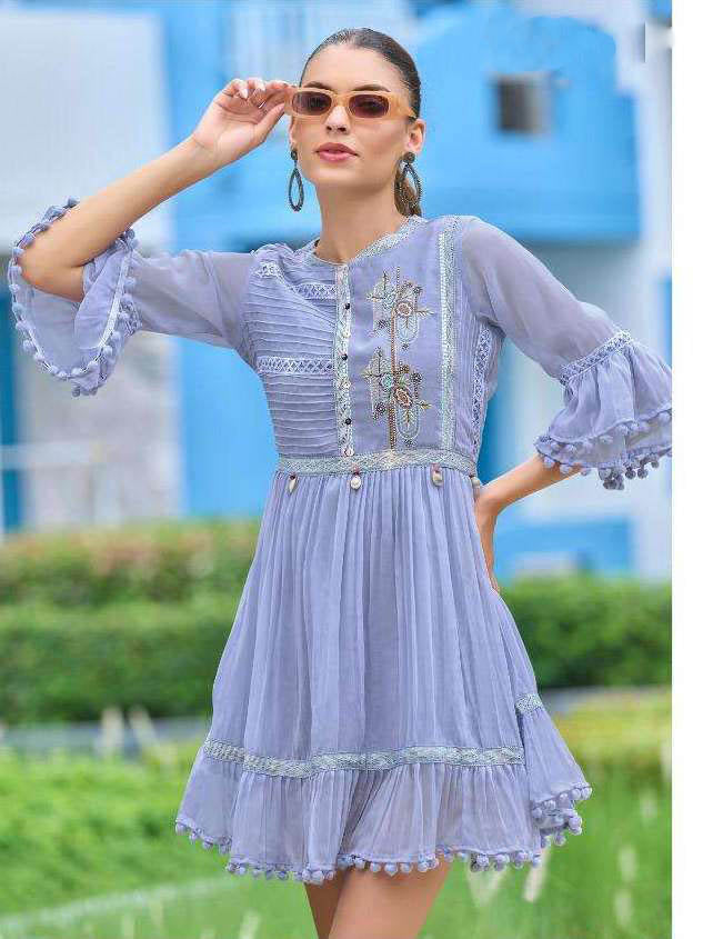 Designer Tunic Style Sky Blue Kurti