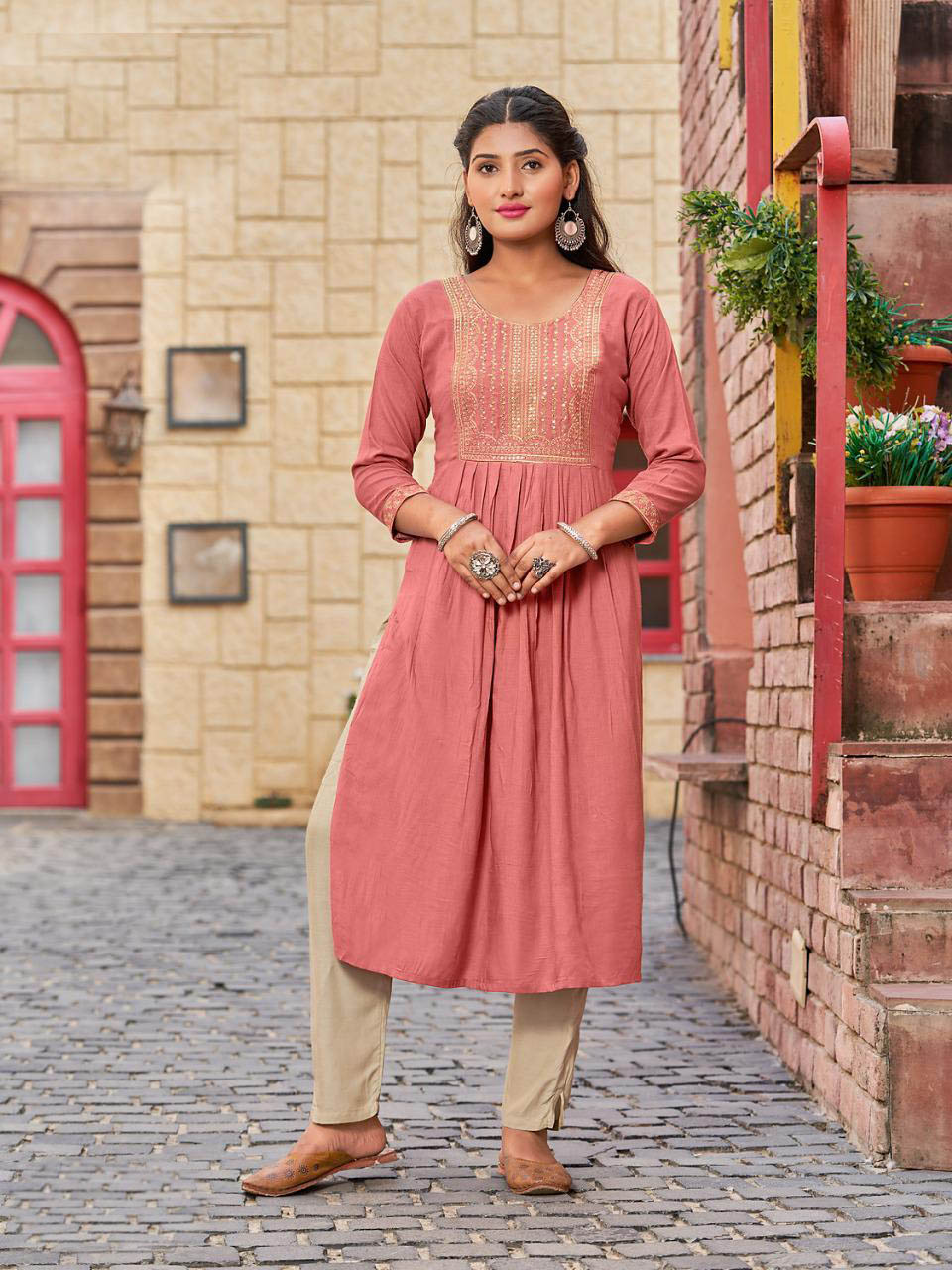 Nayra cut red kurti