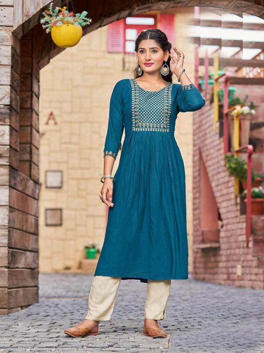 Nayra Cut Ocean Blue  Kurti 