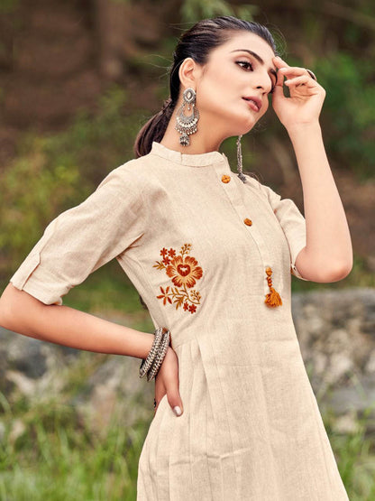 Cotton kurti cream color